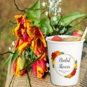 Autumn Florals Bridal Shower Paper Cups