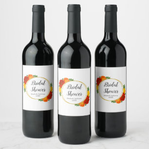 Autumn Florals Bridal Shower Wine Label