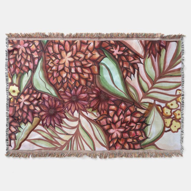Autumn Florals Flower Fall Art Gardening Abstract  Throw Blanket (Front)