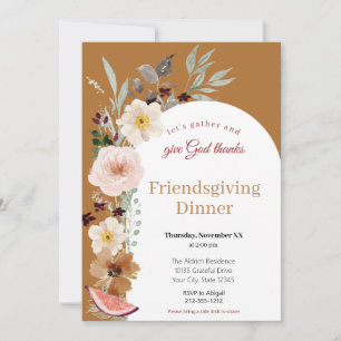 Autumn Florals Friendsgiving Dinner Invitation