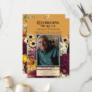 Autumn Florals Funeral Memorial Announcement