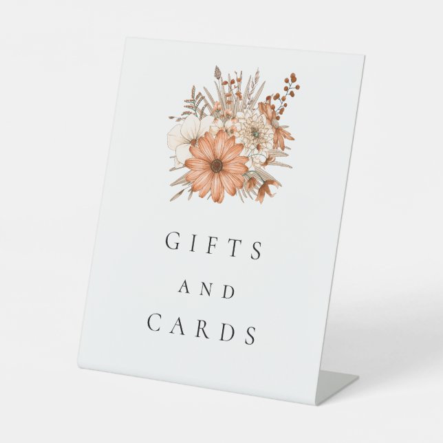 Autumn Florals Gifts and Cards Wedding Pedestal Sign (Front)