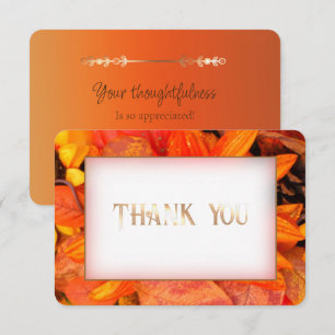 Autumn Florals Golden Thank You Card