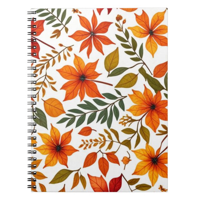 Autumn Florals & Leaves Notebook (Front)