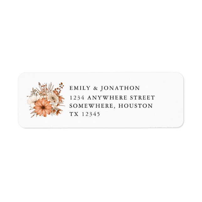 Autumn Florals Newlyweds Return Address Wedding La (Front)