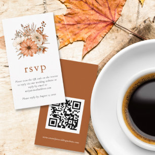 Autumn Florals QR Code Wedding Online RSVP Enclosure Card