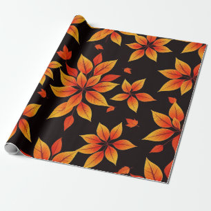 Autumn Flower Bold Fall Colours Wrapping Paper