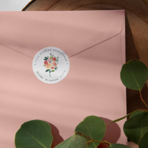Autumn Flower Bouquet Botanical Return address Classic Round Sticker