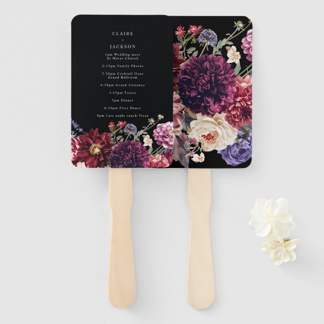 Autumn Flower Dahlia Bunch Fall Program Hand Fan (Front and Back)