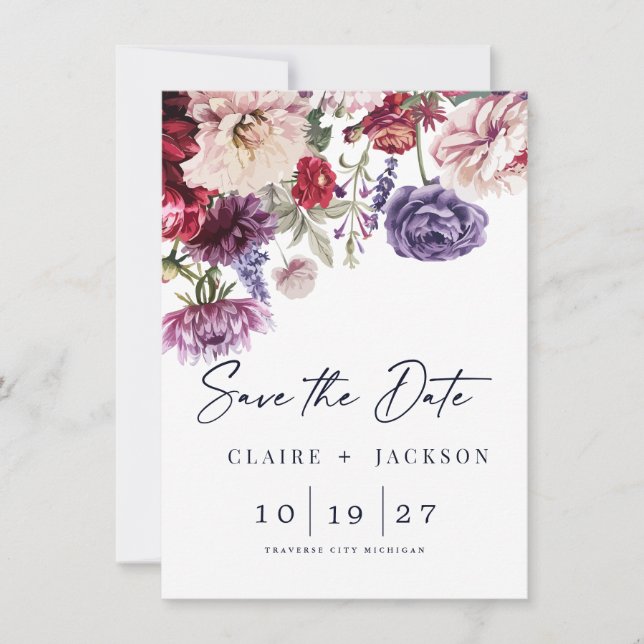 Autumn Flower Dahlia Bunch Fall Save the Date (Front)