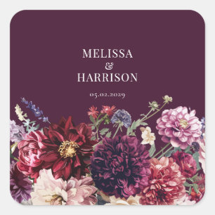 Autumn Flower Dahlia Bunch Fall Wedding Florals Square Sticker