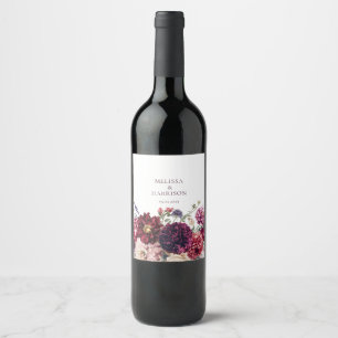 Autumn Flower Dahlia Bunch Fall Wedding Florals Wine Label