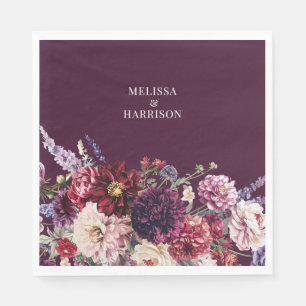 Autumn Flower Dahlia Thank You Dark Napkin