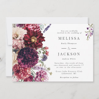 Autumn Flower Dahlia Wedding Invitation