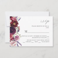 Autumn Flower Dahlia Wedding Invitation RSVP Card