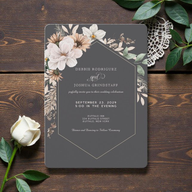 Autumn Flower Frame Wedding Invitation  (Creator Uploaded)