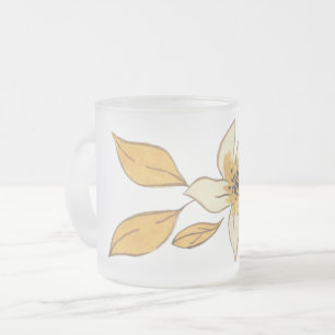 Autumn flower frosted glass coffee mug