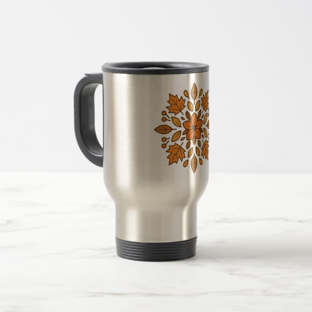 Autumn flower mandala  travel mug (Front Left)