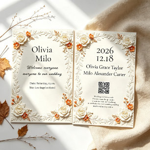 Autumn Flower Theme Wedding  Invitation