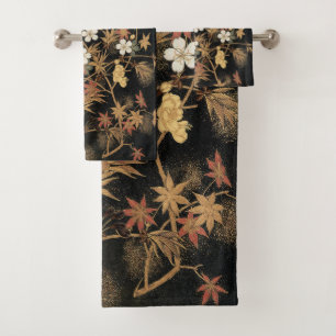 Autumn Flower & Tree 1884 Japanese Ornamental Art Bath Towel Set