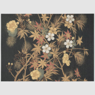 Autumn Flower & Tree 1884 Japanese Ornamental Art Tissue Paper