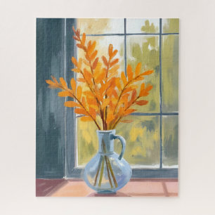 Autumn Flower Vase Watercolor Art Jigsaw Puzzle