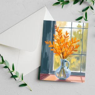 Autumn Flower Vase Watercolor Card