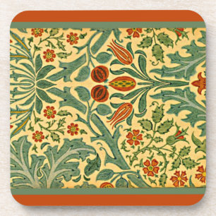 Autumn Flower, vintage floral pattern Coaster