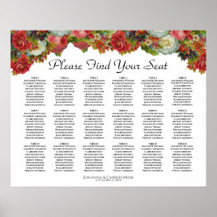Autumn Flowers 18 Table Wedding Seating Chart