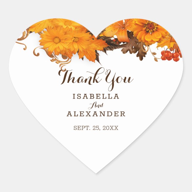 Autumn Flowers And Berries Heart Sticker (Front)