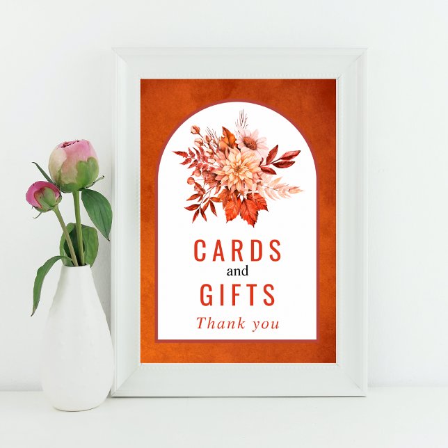 Autumn flowers and foliage orange fall wedding poster (Creator Uploaded)