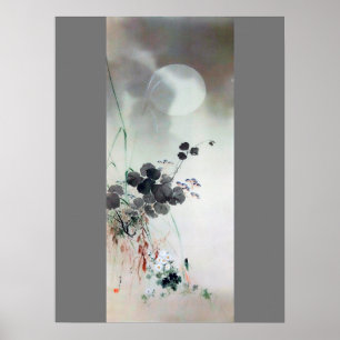 Autumn Flowers and Full Moon, Watanabe Seitei Poster