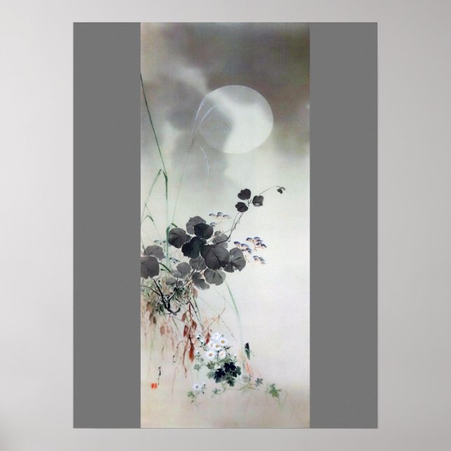 Autumn Flowers and Full Moon, Watanabe Seitei Poster (Front)