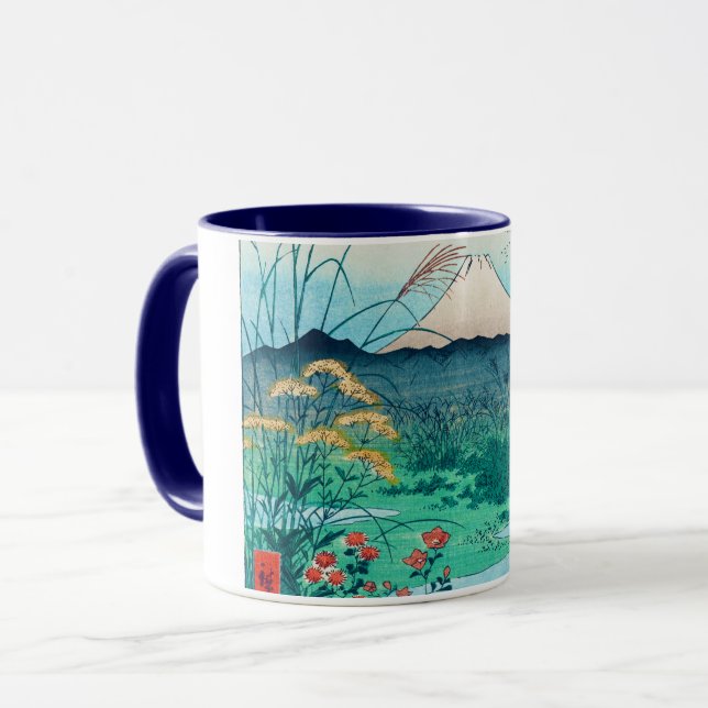Autumn flowers and Mt. Fuji, Hiroshige, Ukiyo-e Mug (Front Left)