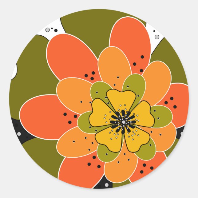 Autumn flowers, autumn, flower, illustration throw classic round sticker (Front)