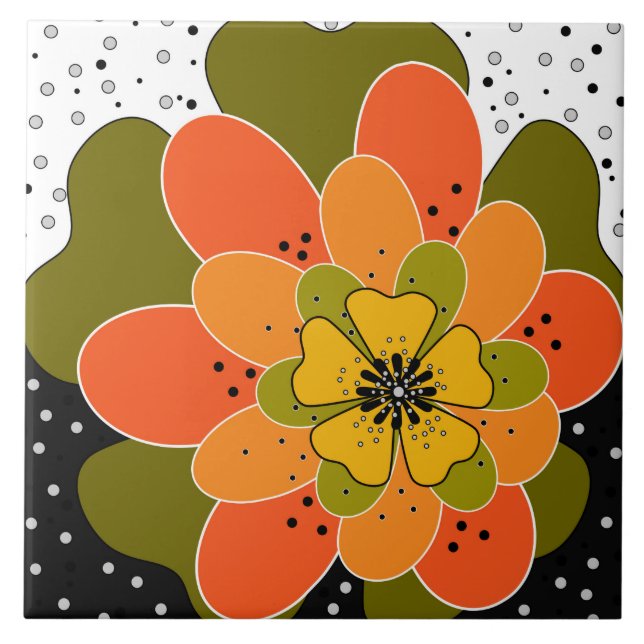 Autumn flowers, autumn, flower, illustration throw tile (Front)