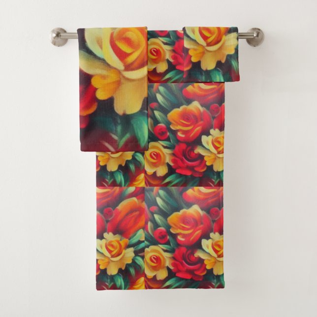 Autumn Flowers Bath Towel Set (Insitu)