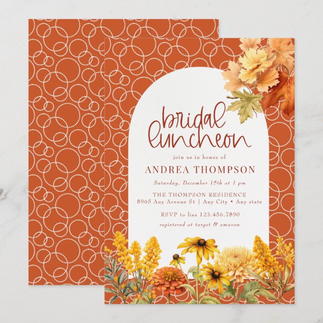 Autumn Flowers |  Bridal Luncheon Invitation (Front/Back)