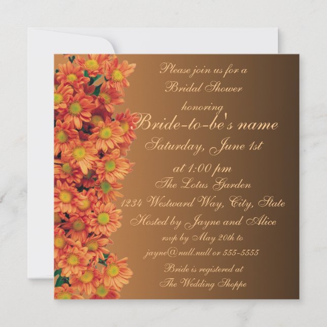Autumn Flowers Bridal Shower Invitation (Front)