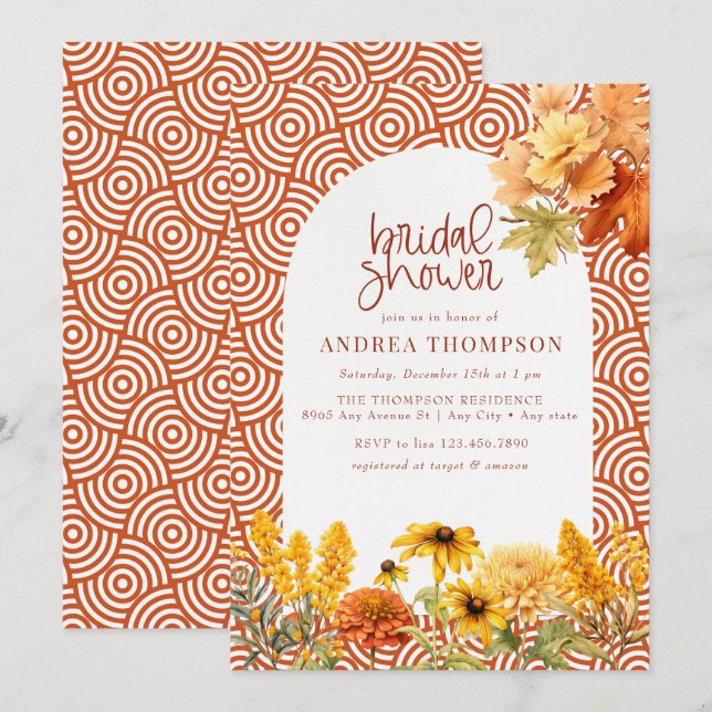 Autumn Flowers | Fall Bridal Shower Invitation (Front/Back)