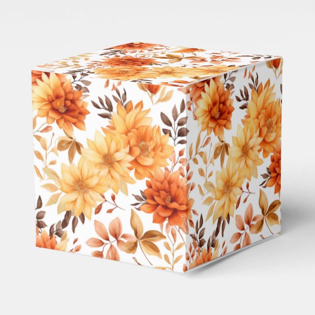 Autumn Flowers Favor Gift Box (Front Side)