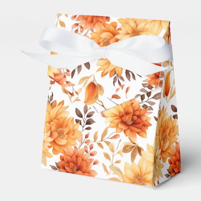 Autumn Flowers Favor Gift Box (Front Side)