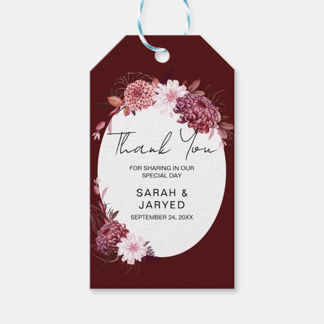 Autumn Flowers Frame Gift Tags (Front)
