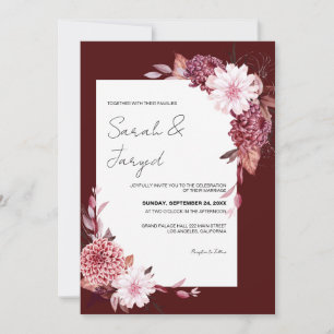 Autumn Flowers Frame  Wedding Invitation