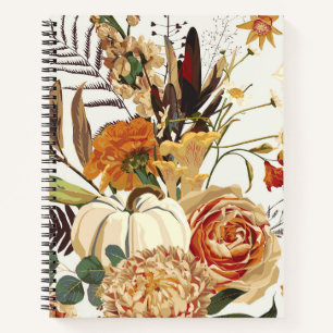 Autumn flowers, herbs and mushrooms. notebook