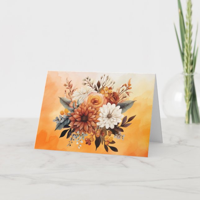 Autumn Flowers Holiday Card (Front)