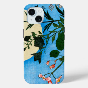 Autumn Flowers in front of the Full Moon iPhone 15 Case