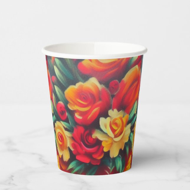 Autumn Flowers Paper Cups (Left)
