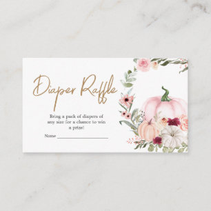Autumn Flowers Pumpkin Baby Shower Diaper Raffle Enclosure Card