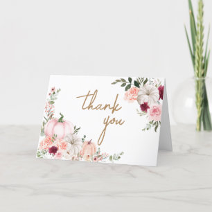 Autumn Flowers Pumpkin Baby Shower Thank You Card